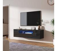 KEEPREAPER Sleek Floating TV Stand with LED Light Storage Cabinet TV Unit Up to 65in TV in Black KEEPREAPER Black