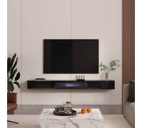 KEEPREAPER Sleek Floating TV Stand with LED Light Storage Cabinet Up to 85in TV in Black KEEPREAPER Black