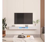 KEEPREAPER Sleek Floating TV Stand with LED Light Storage Cabinet Up to 85in TV in White KEEPREAPER White
