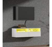 Keepreaper Sl loating Tv Stand With Led Lights For 32 To 50 Inch Tvs And Acrylic Cabinet Doors