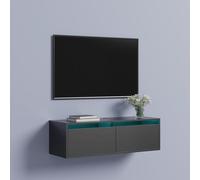 Keepreaper Sleek Floating Tv Stand With Led Lights For 32 To 50 Inch Tvs - Modern Wall-Mounted Media Console With 2 Cabinets