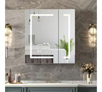 Keepreaper Sleek Led Bathroom Mirror Cabinet With Defogger And Storage 600X650mm Bathroom Cabinet