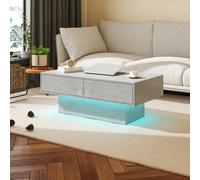 Keepreaper Sleek Led Coffee Table With 16 Lights And 2-Tier Storage Grey