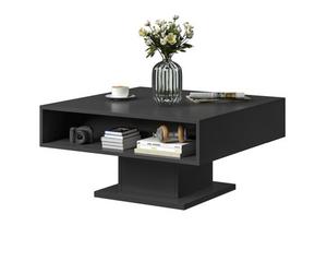 Keepreaper Sleek Lift Top Coffee Table With Large Hidden Storage Black Wood Design
