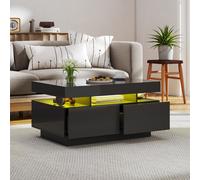 Keepreaper Sleek Modern Coffee Table With Storage And Drawers In Black