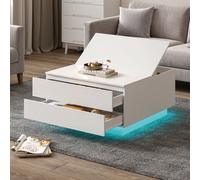 Keepreaper Sleek Modern Coffee Table With Storage And Led Light