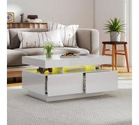 Keepreaper Sleek Modern Coffee Table With Storage And Led Lighting