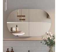 Keepreaper Sleek Oval Bathroom Mirror Cabinet With 5 Storage Compartments In Black Bathroom Cabinet