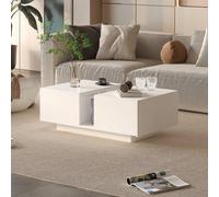 Keepreaper Sleek Rectangular Coffee Table With Storage And 2 Sliding Drawers