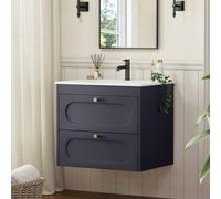 KEEPREAPER Sleek Under Sink Bathroom Cabinet With Ceramic Wash Basin in Dark Grey KEEPREAPER Dark Grey