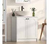 Keepreaper Sleek White Under Sink Bathroom Cabinet With Shelf And Soft Close Doors 600mm