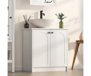 Keepreaper Sleek White Under Sink Bathroom Cabinet With Shelf And Soft Close Doors 600mm