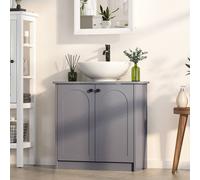 KEEPREAPER Stylish Bathroom Freestanding Cabinet with Shelf & Soft Close Doors in Grey KEEPREAPER Grey