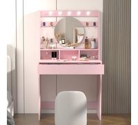 KEEPREAPER Stylish Dressing Table with Lights & Adjustable Lighting Colours in Pink KEEPREAPER Pink
