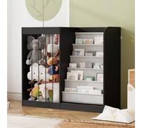 Keepreaper Stylish Kids Bookshelf 5 Tier Wooden Toy Storage For Nursery Black Small