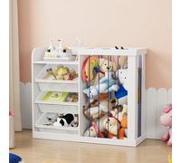 Keepreaper Stylish Kids Bookshelf 5 Tier Wooden Toy Storage White Medium