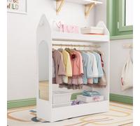 Keepreaper Stylish Kids Dress Up Storage With Mirror White Hanging Costume Organizer