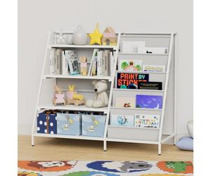 Keepreaper Stylish Metal Kid Bookshelf Grey Montessori Toy Storage Organizer For Toddlers