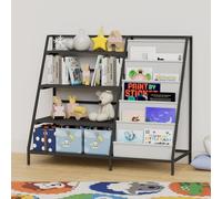 Keepreaper Stylish Metal Kid Bookshelf Montessori Toy Storage Organizer For Toddlers Black
