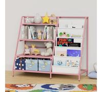 Keepreaper Stylish Metal Kids Bookshelf Pink Montessori Toy Storage Organizer For Toddlers
