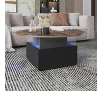 Keepreaper Stylish Round Coffee Table With Led And Storage Features