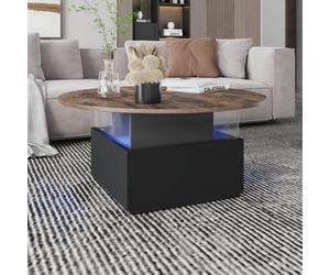 Keepreaper Stylish Round Coffee Table With Led And Storage Features