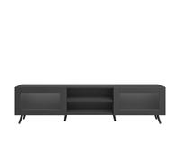 KEEPREAPER Stylish TV Stand with Acrylic Doors TV Unit for 32-70 Inch TVs in Black KEEPREAPER Black