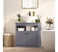 KEEPREAPER Stylish Under Sink Bathroom Cabinet 2 Door Freestanding 600 mm in Grey KEEPREAPER Grey