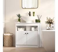 KEEPREAPER Stylish Under Sink Bathroom Cabinet 2 Door Freestanding 600 mm in White KEEPREAPER White
