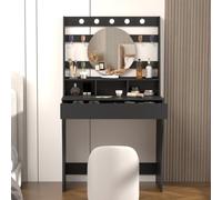 Keepreaper Stylish Vanity Desk With Mirror And Adjustable Lighting Colors Dressing Table Black
