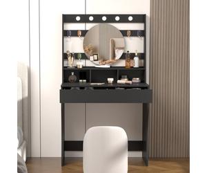 Keepreaper Stylish Vanity Desk With Mirror And Adjustable Lighting Colors Dressing Table Black