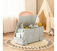 KEEPREAPER Stylish Wooden Storage Toy Box with Lid & Safety Hinges in Light Grey KEEPREAPER Light Grey