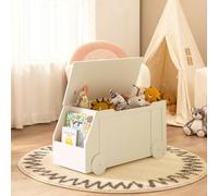 KEEPREAPER Stylish Wooden Storage Toy Box with Lid & Safety Hinges in White KEEPREAPER White