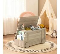 Keepreaper Stylish Wooden Toy Box Kids Storage With Lid And Safety Hinges