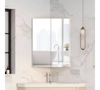 KEEPREAPER Wall-Mounted Corner Bathroom Mirror Cabinet 47x60cm 2-Door Storage in White | Size: 47x60 cm KEEPREAPER White 47x60 cm