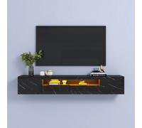 KEEPREAPER Wall-Mounted Marble Finish TV Stand for 55-80in LED Storage Cabinet TV Unit in Black KEEPREAPER Black