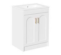 KEEPREAPER White 60cm Floor Standing Vanity Unit with Basin 2 Soft Close Doors KEEPREAPER White