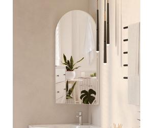 Keepreaper White Arch Corner Bathroom Mirror Cabinet With Storage Wall Mounted 40 X 80Cm