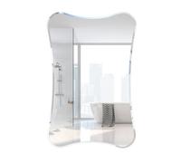 Keepreaper White Beveled Edge Bathroom Mirror Cabinet 50 X 76 Cm Frameless Wall Mounted With 2 Shelves