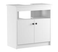 Keepreaper White Freestanding Under Sink Bathroom Cabinet 2 Door Mid Century Modern Arched Shape 600 mm