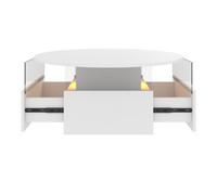 Keepreaper White Modern Round Acrylic Coffee Table With Led Light Two Sliding Drawers Center Table For Living Room Dining Room