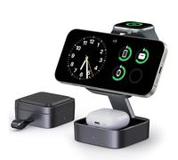 Keepro 3 in 1 Wireless Charging Station for iPhone Magnetic Portable, MagSafe Wireless Charger Stand for iPhone Air/17/16/15/14/13/12, AirPods Pro 3 2 Apple Watch (Adapter Included)-Black