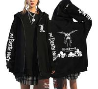 KeepRock Death Note Anime Zipper Hoodie Unisex Casual L·Lawliet Printed Zip Sweatshirt Y2k Jacket