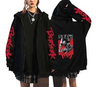 KeepRock Men's Berserk Zipped Hoodie Anime Guts Print Hoodies Men/Women Long Sleeve Casual Sweatshirt Oversized Clothing
