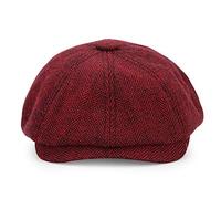 KeepSa Newsboy Cap Baker Boy Hat Flat Caps - 8 Panel Peaky Herringbone Tweed Gatsby Hat Ivy Irish Cap for Men and Women (Wine red, 7 3/8-7 5/8)
