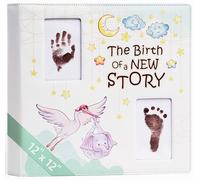 Keepsake Baby Memory Book Girl Boy - Timeless Leather-Bound Baby Milestone Book - Baby Book Keepsake Record First 5 Years - Gender Neutral Baby Scrapbook Album, Baby Album Journal Registry Search Gift
