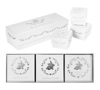 Keepsake Boxes, Tooth, Curl, Blank, 3 Boxes, Silver and White, Baby's First Memories