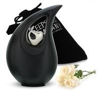 KEEPSAKE COMPANY Black Matte Tear Drop Urn for Human Ashes with Silver Heart (6 Inch Height) - Unique Medium Urn Funeral Urn - Small Pet Urns,Matte Black
