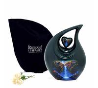 KEEPSAKE COMPANY Blue - Green Teardrop Heart Urns for Human Ashes Adult Male| Cremation Urns for Adults Ashes Male |Men & Women | Large | 2.5 Litre Capacity,Blue Green Urn