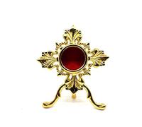 KEEPSAKE COMPANY Elegant Gold-Plated Brass Reliquary on Tripod Legs - Ornate Catholic Relic Holder -Custodias catolicas eucaristicas - Relicarios Catolicos,Gold